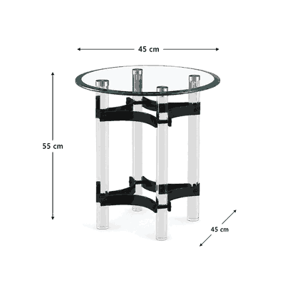 طقم طاولات زجاج و ستيل و اكرليك، 5 قطع - شفاف اسود product image 4