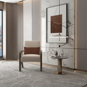 Modern chair in Swedish beech wood, 72x75x93 cm, boucle fabric - beige product image 2