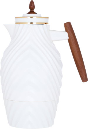 Everest Noora thermos, wooden handle, 1 liter, thermal glass inner container, plastic outer shell - white product image 2