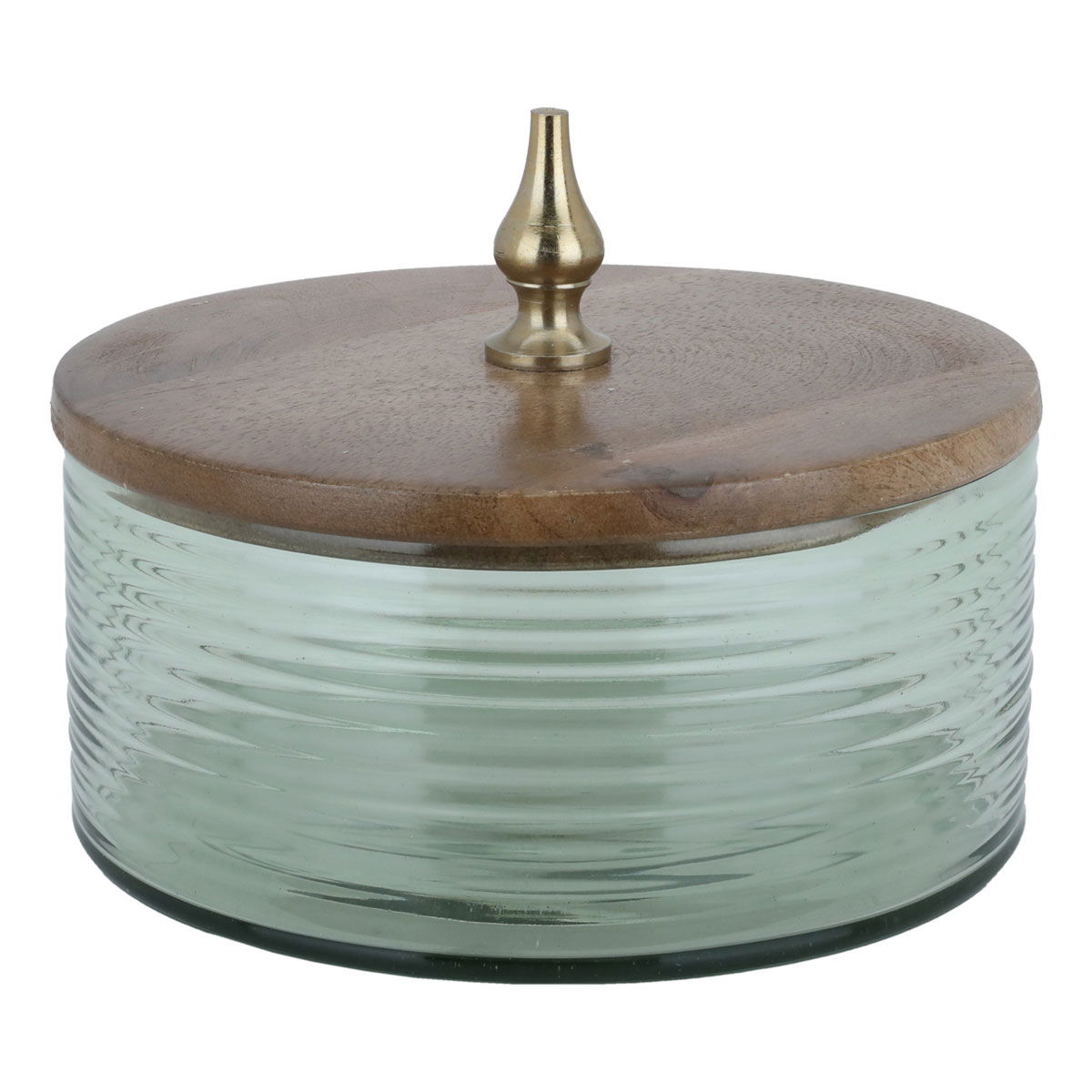 صحن حلا زجاج السيف غاليري، 17x17x10 سم، بغطاء خشبي - شفاف بني product image