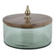 Al Saif Gallery Glass Dessert Dish, 17X17X10 Cm, With Wooden Lid - Clear Brown product image 1