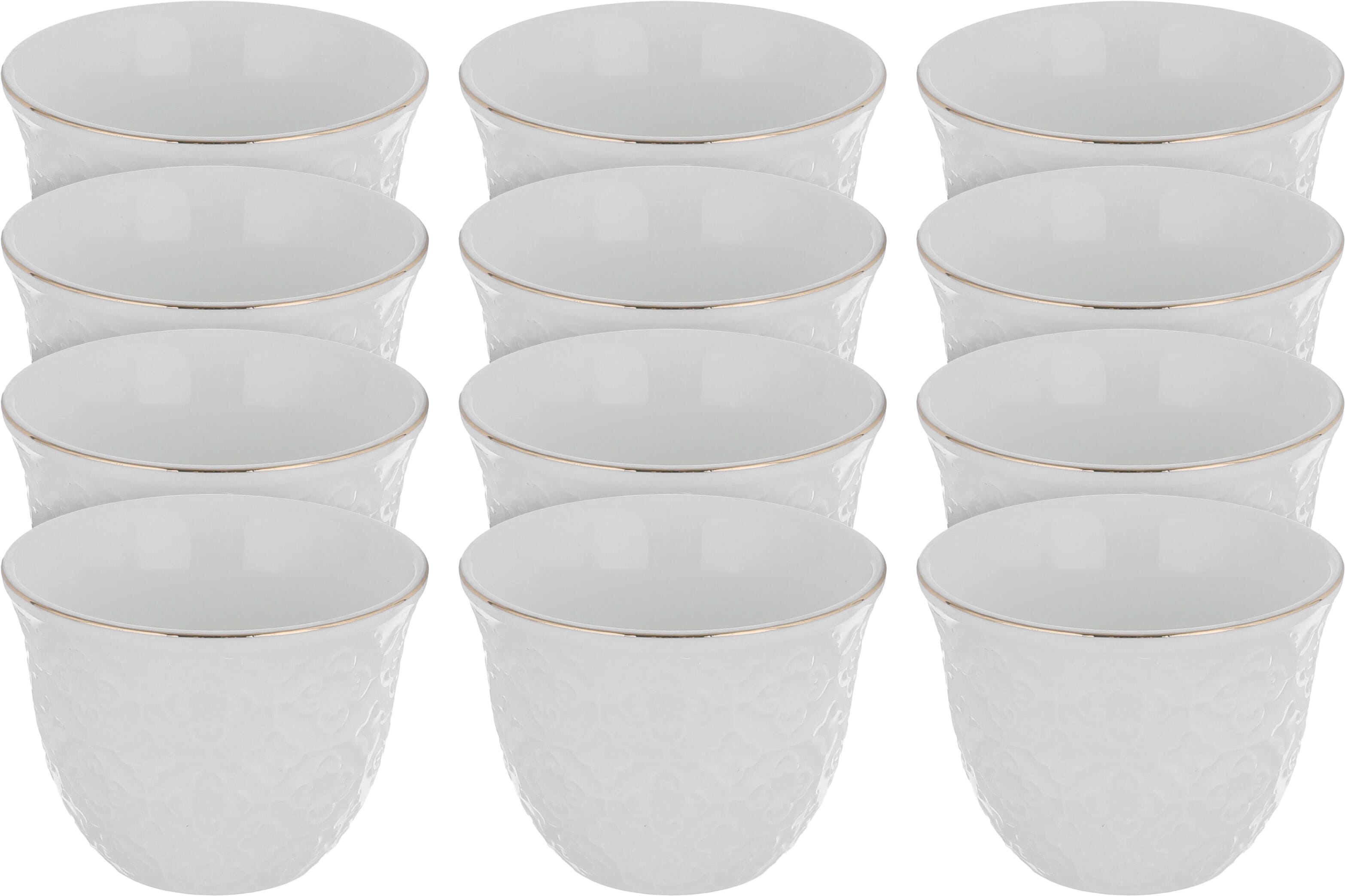 Set Arabic Coffee Cups Porcelain Saif Gallery, 12 Pieces, 80 ml, Rose Pattern - White product image