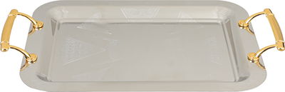 Al Saif Gallery Stainless Steel Serving Set, 3 Pieces, Rectangular, Gold Handle - Silver Gold product image 3