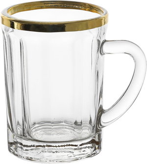 طقم بيالات شاي زجاج السيف بلص، 88 مل، 6 قطع - شفاف ذهبي product image 2