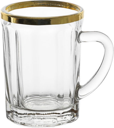 Alsaif Plus Glass Tea Cup Set, 88 ml, 6 Pieces - Clear Gold product image 2
