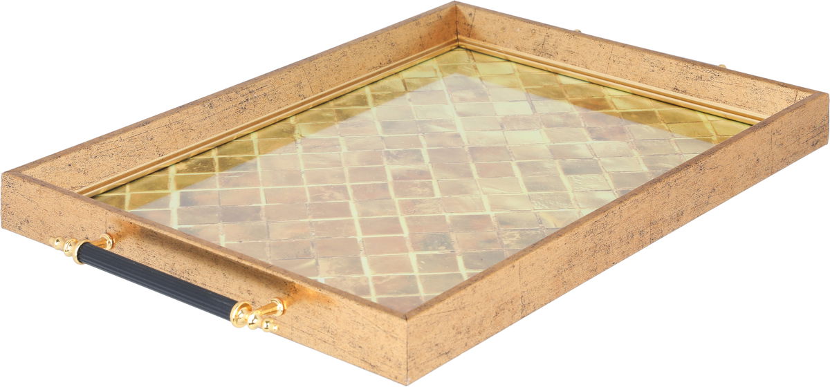 Tofaria Al Saif Gallery Glass, 30 x 47 cm, rectangle, golden pattern, handle - brown product image 2