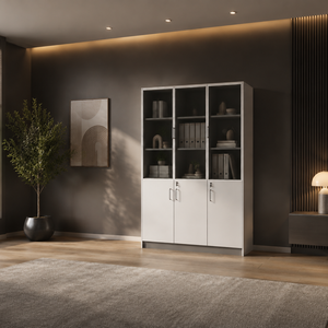 دولاب ملفات خشب، 200×120×40 سم - ابيض رمادي product image