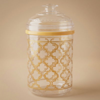 علبة بهارات بلاستيك السيف غاليري، دائري، منقوش ذهبي - شفاف product image 1