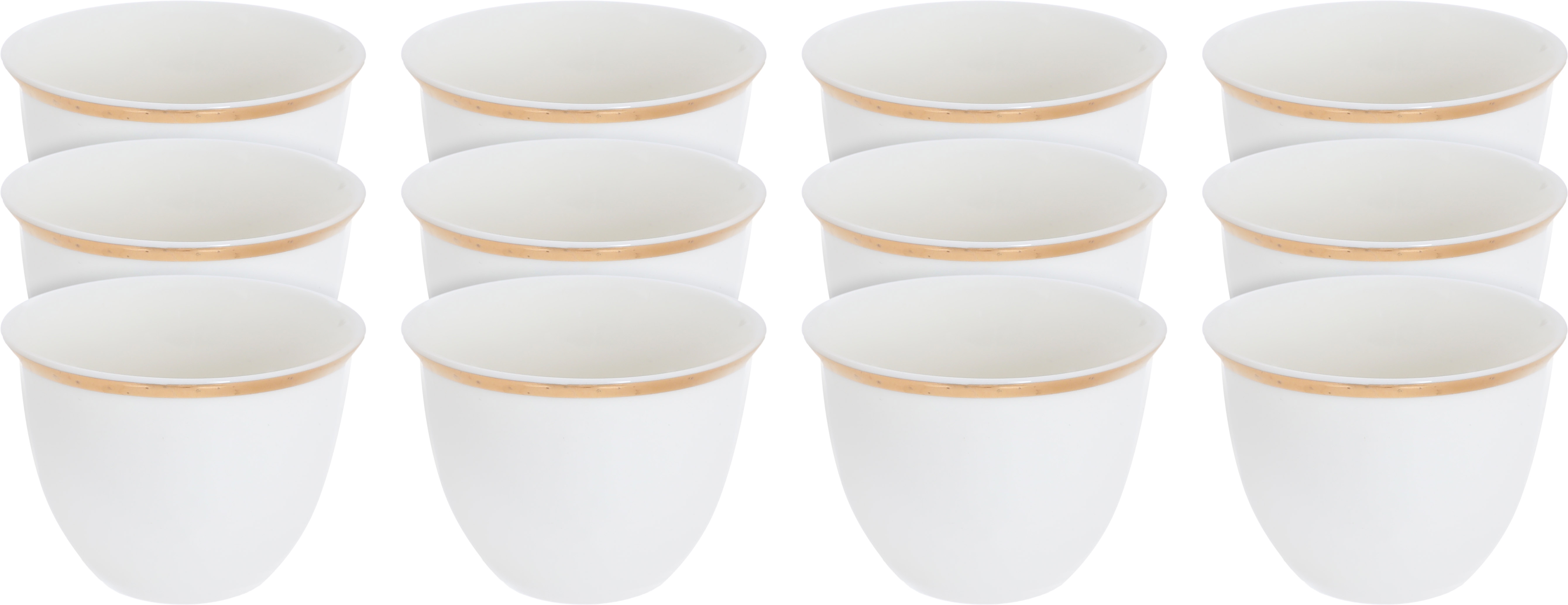 Al Saif Gallery porcelain Arabic coffee cups set, with golden calligraphy, 12 pieces - white product image