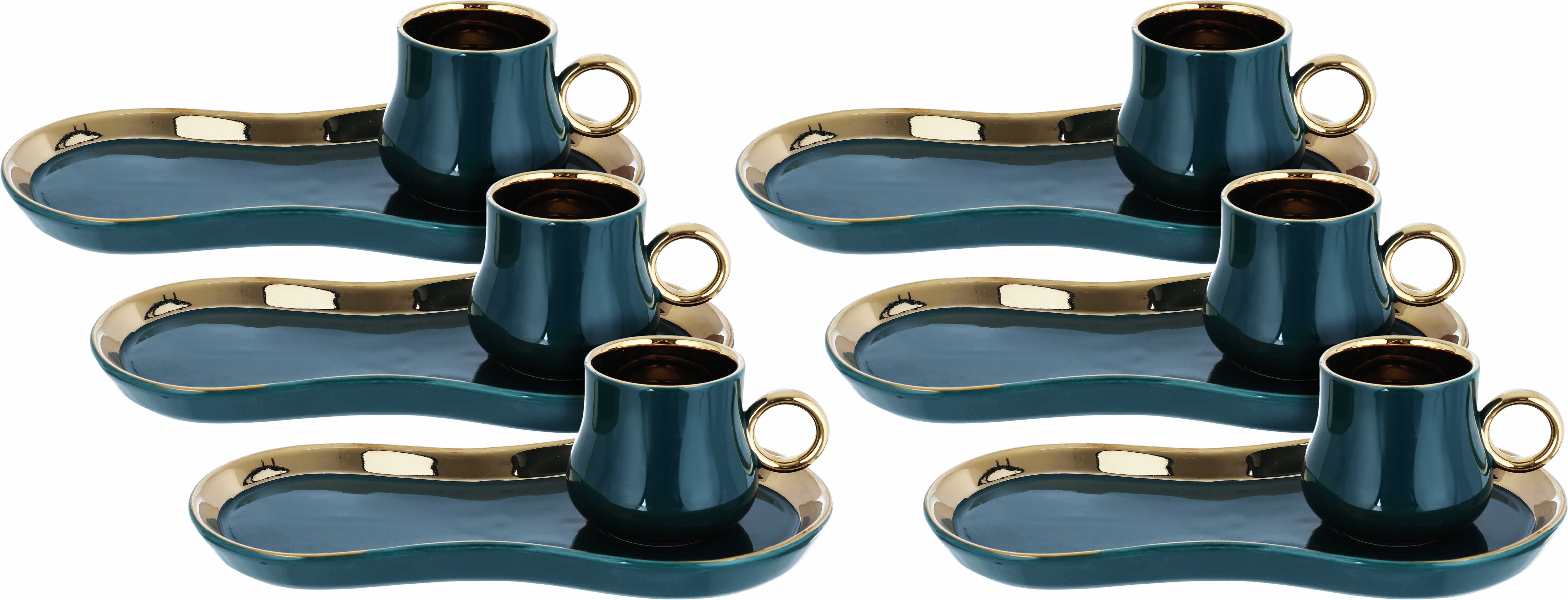 Al Saif Gallery Ceramic Coffee Cup Set, 12 Pieces - Green product image