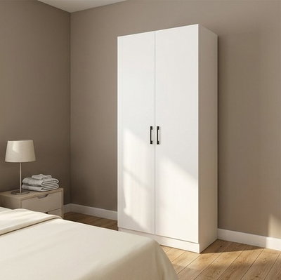 خزانة ملابس خشب MDF، 54×80×200 سم 2 باب - أبيض product image 2