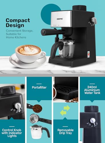 ماكينة تحضير قهوة جيباس، 800 واط، 4 اكواب، GCM6109 - اسود product image 8