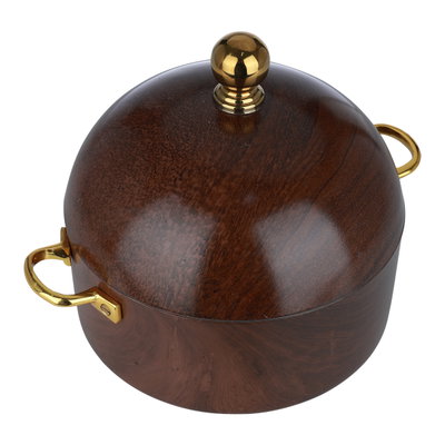 حافظة طعام بغطاء خشب السيف غاليري،28 سم - بني ذهبي product image 3