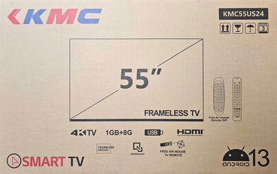 تلفزيون بدون اطار LED سمارت كيه ام سي، 55 بوصة، 4K UHD، ريسيفر مدمج، اندرويد 13، 2 ريموت، KMC55US24 - اسود product image 3