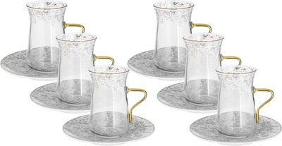 طقم بيالات شاي بورسلان السيف غاليري، صحن ، 12 قطعة - أبيض product image 1