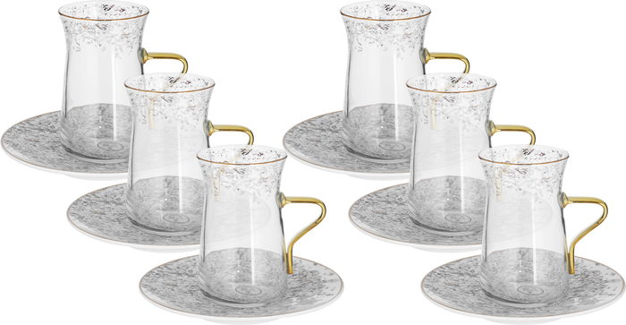 طقم بيالات شاي بورسلان السيف غاليري، صحن ، 12 قطعة - أبيض product image 1