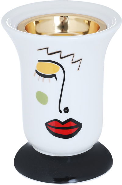 Al Saif Gallery porcelain incense burner, 11x11x18 cm, Gemini, with lid - white product image 3