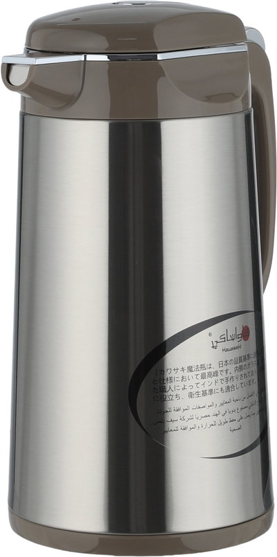 Kawasaki Thermos, 1 L, Glass Inner Lining, Stainless Steel Exterior - Light Brown/Silver product image 5