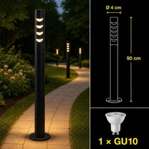 Norco Aluminum Glass Garden Post, MR11 Base, 90x4 cm - Black product image 2