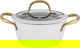 طقم قدور جرانيت بغطاء زجاج ويد ذهبي روكي، 7 قطع - بيج product image 2