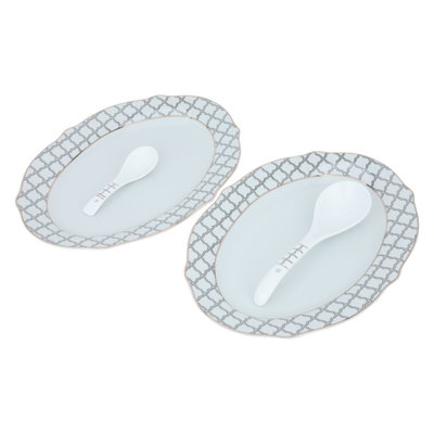 طقم سفرة بورسلان السيف غاليري، منقوش، 65 قطعة - أبيض product image 4