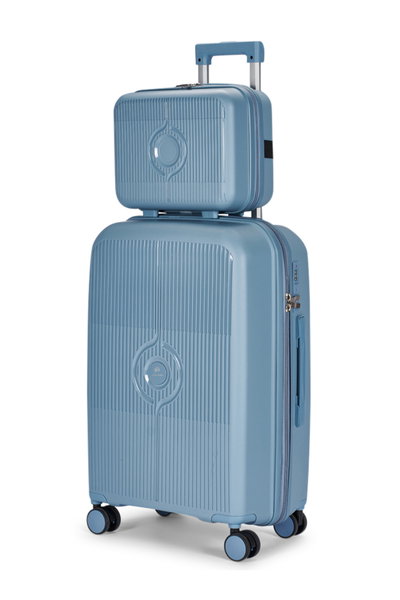 طقم شنط سفر بولي بروبيلين ليمرا، 4 مقاسات، 4 عجلات، بزاوية 360 درجة، LMA-PP525 - ازرق product image 2