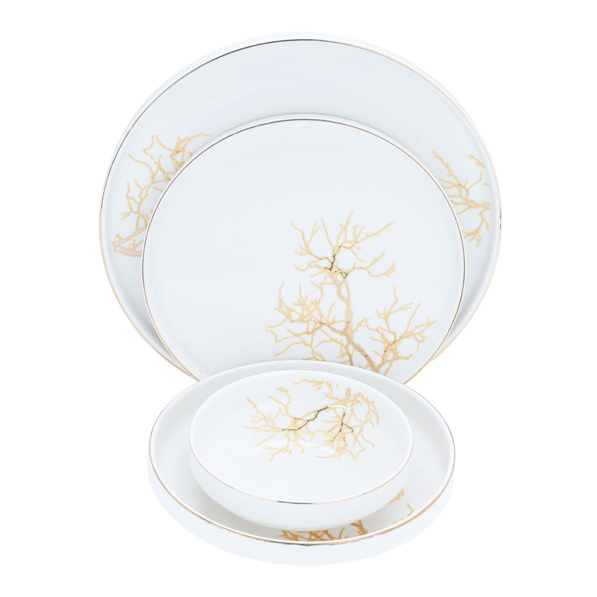 Al Saif Gallery porcelain dining set, 24 pieces - golden white product image 2