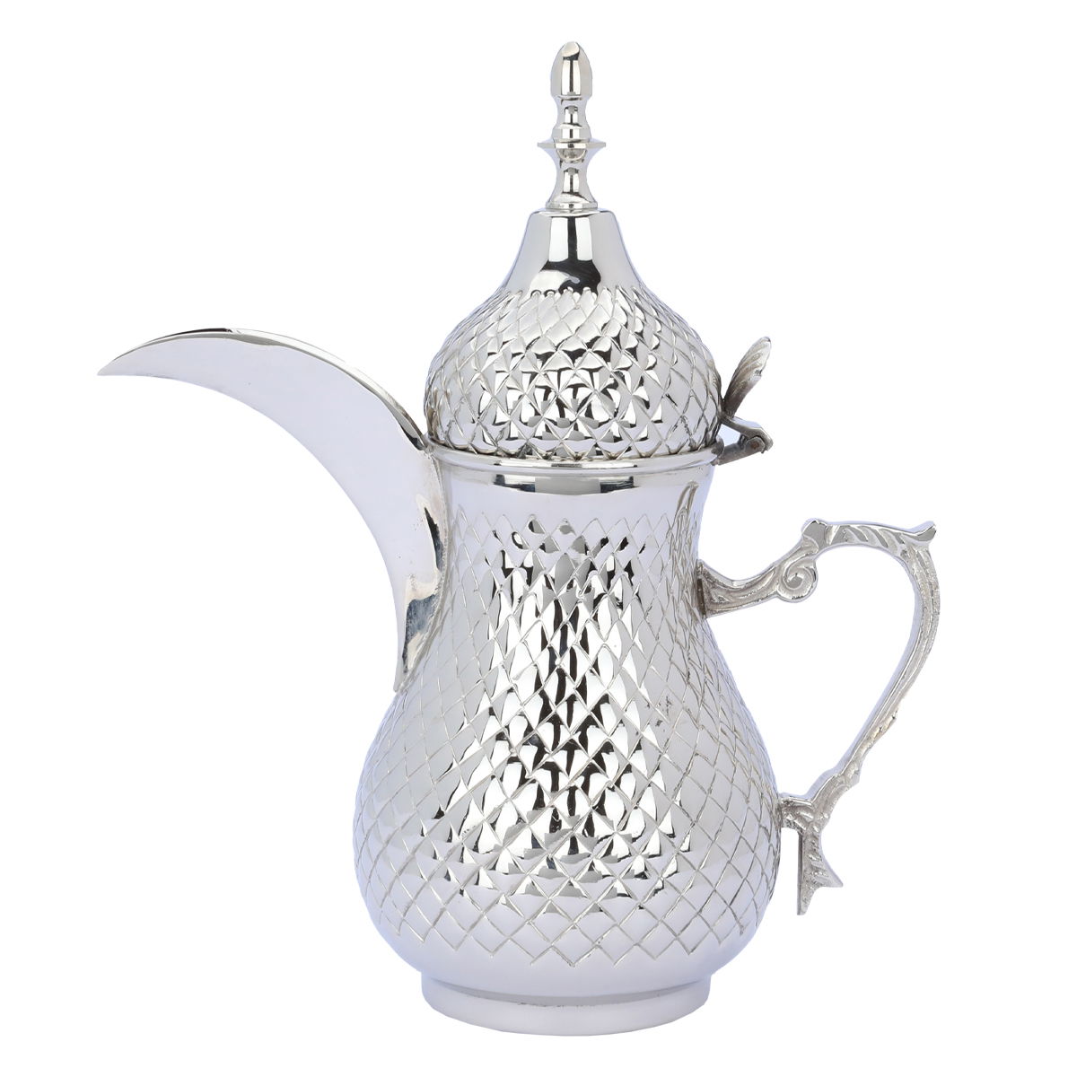 Al Saif Gallery Tarahib Arabic Coffee Dallah iron, 1 Liter - Silver product image 1