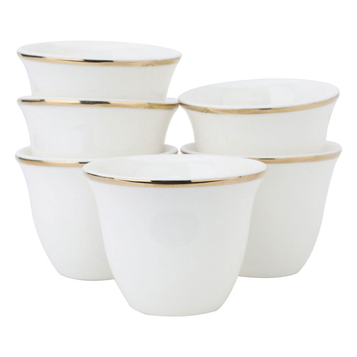 Al Saif Gallery porcelain Arabic coffee cups set, gold line, 12 pieces - white product image 2