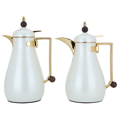 Al Saif Gallery Crystal Thermos Set, 1/0.7 litre, tofaria, thermal glass inner container, stainless steel outer shell - pearl product image 3