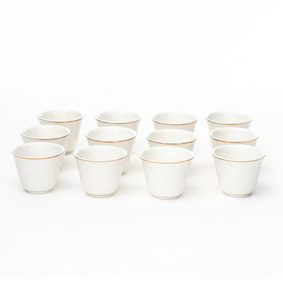 Al Saif Gallery porcelain Arabic coffee cups set, 12 pieces - white product image 1