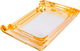Al Saif Gallery steel tray set with gold edges, 3 pieces, rectangular - white product image 1