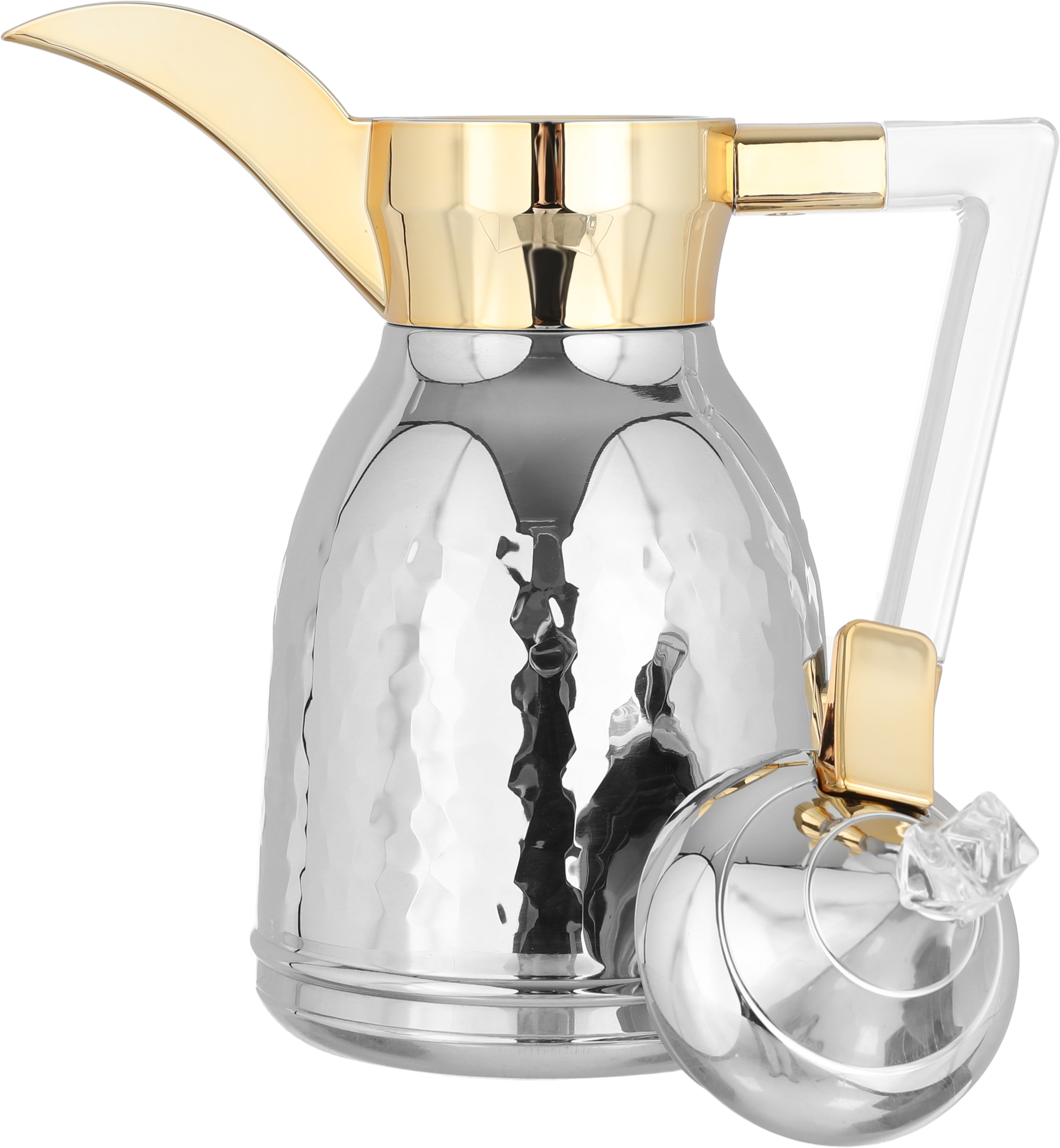 Alsaif Gallery Nawaf Steel Dallah, 0.35 litres, Clear handle - golden silver product image 4