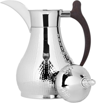 Al Saif Gallery Haila Steel Thermos, 1 litre, wooden hand engraved, steel inner case, steel outer case - silver product image 5