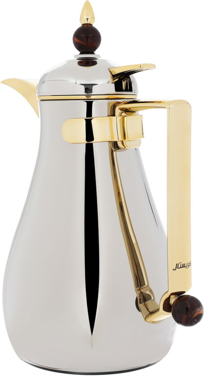 Al Saif Gallery Crystal Thermos Set, 1/0.7 liter, tofaria, thermal glass inner container, steel outer shell - silver product image 4