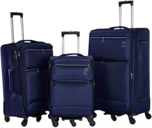 طقم شنط سفر قماش ليمرا، 3 مقاسات، 4 عجلات، حركة بزاوية 360 درجة، LMA-1003-2 - ازرق product image