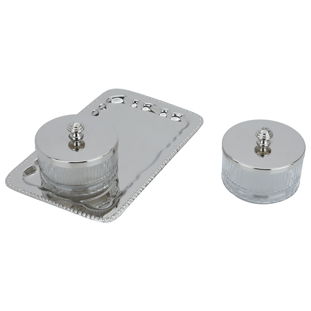 Tray Set with 2 stainless steel Al Saif Gallery cups, 3 pieces - silver product image 2