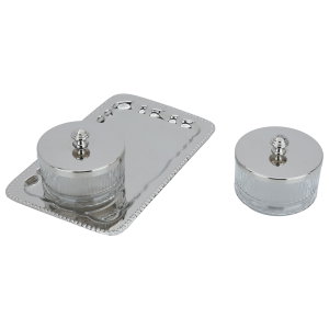 Al Saif Gallery Tray Set with 2 stainless steel cups, 3 pieces - silver product image 2