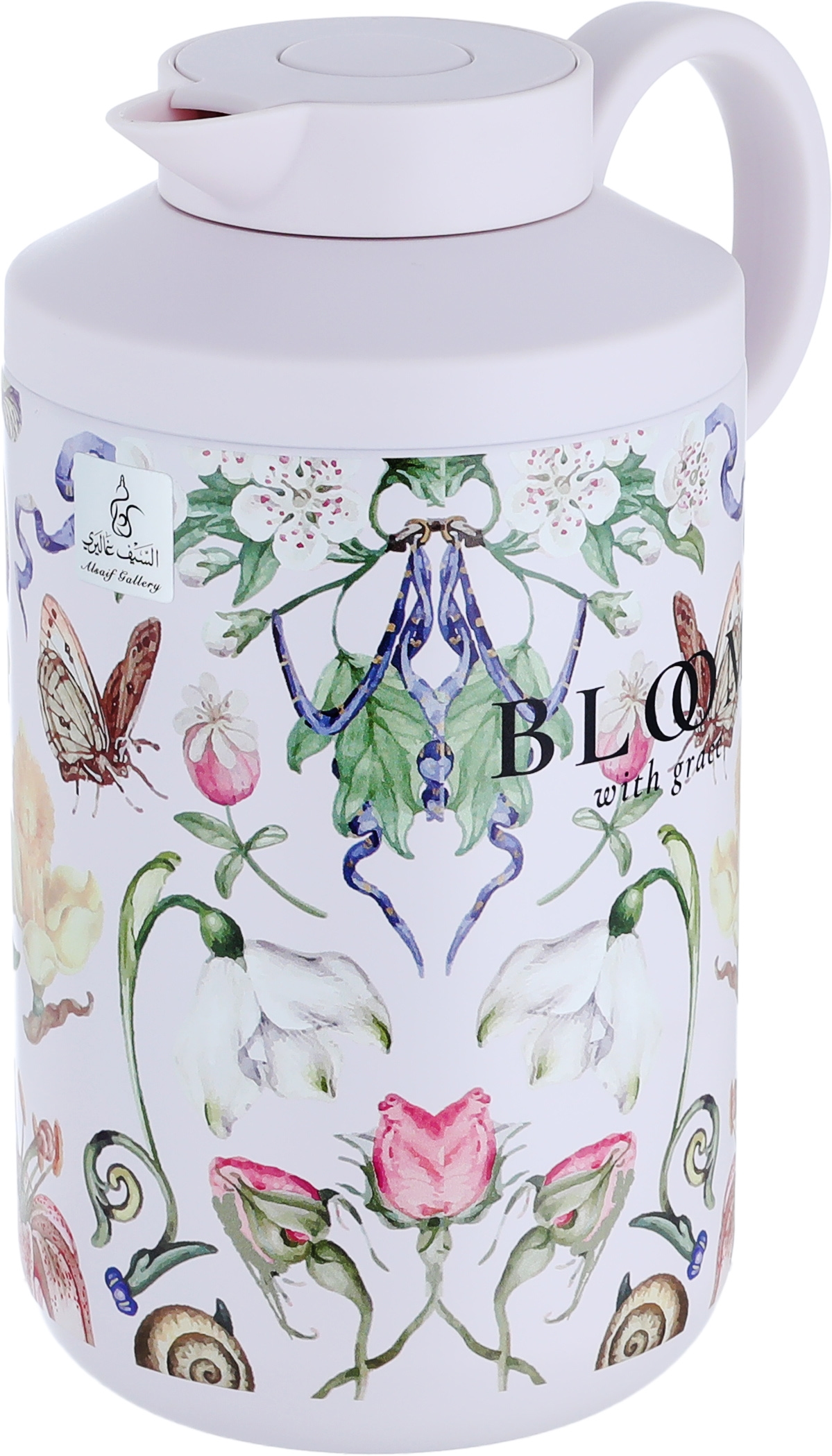 Hala Timeless Thermos, 1.2L, Steel Inner Carrier, Steel Outer Body, Pressure, Rose Pattern - Light Pink product image 3