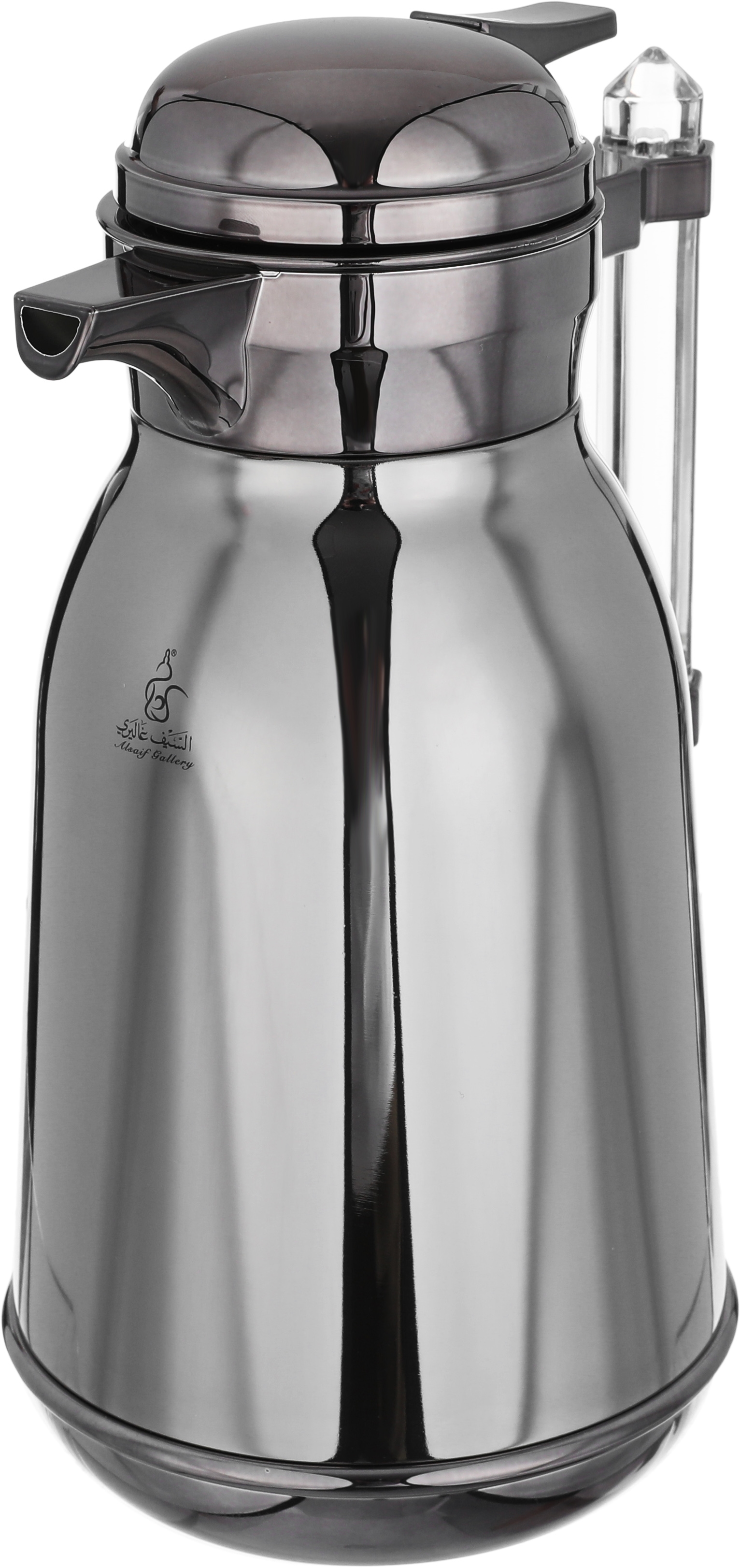 Al Saif Gallery Shahad thermos set, 1 liter, thermal glass inner shell, plastic outer shell, 2 pieces - dark silver product image 4