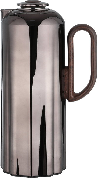 Al Saif Gallery Najdiyah Thermos Set, 1/1 Liter, 2 Pieces, Glass Inner Container, Wooden Handle, Push Button - Glossy Black product image 3