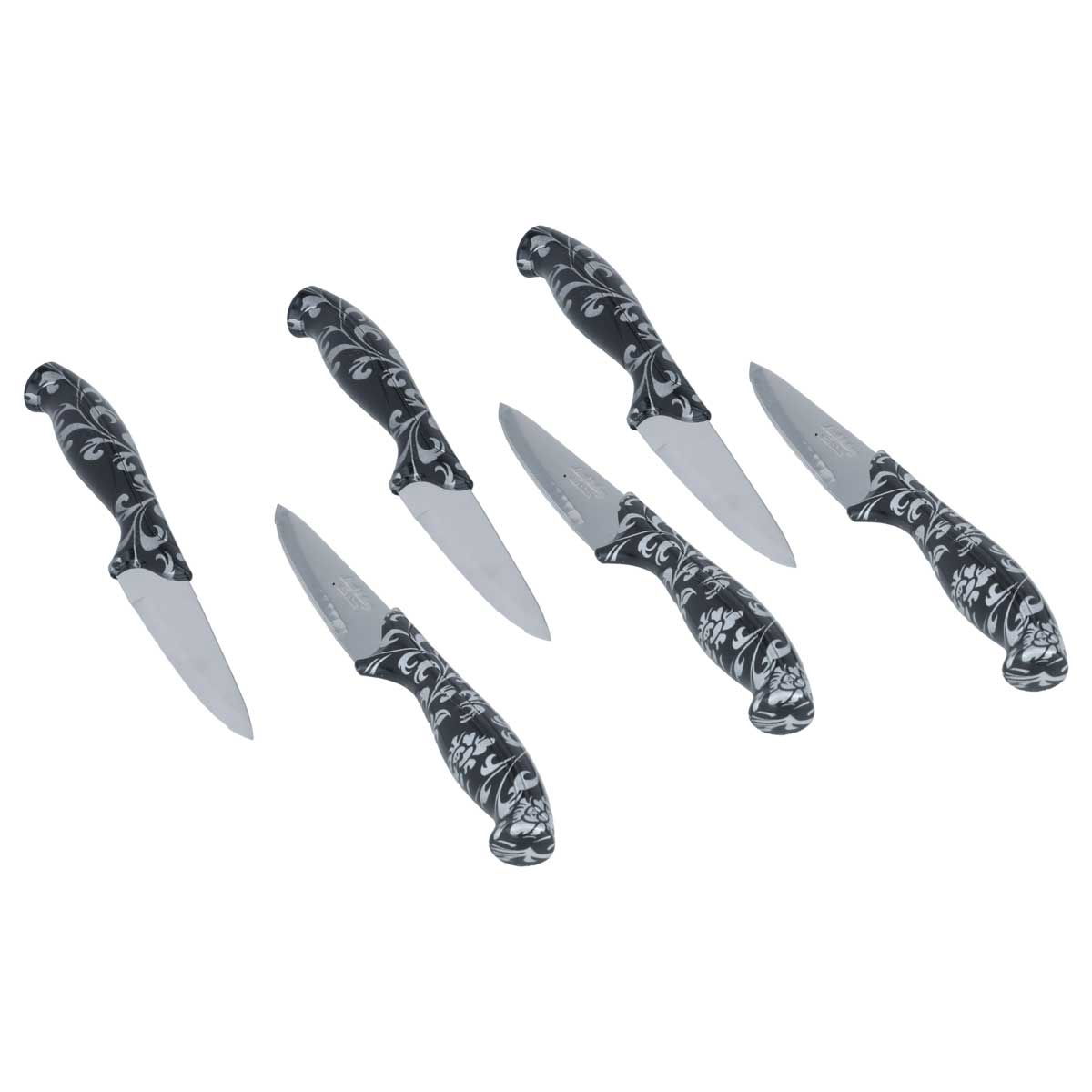 طقم سكاكين فاكهة استيل وبلاستيك السيف غاليري، 6 قطع، يد أسود - فضي product image 2