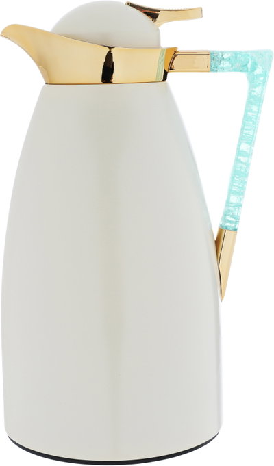 Al Saif Gallery Maha thermos set, two pieces, 1 liter, thermal glass inner shell, steel outer shell - pearl product image 5