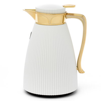 Al Saif Gallery Nebula thermos set, 1/0.7 litre, 2 pieces, thermal glass inner shell, plastic outer shell - golden white product image 2