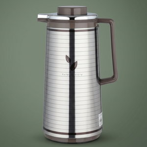 ZOJIRUSHI Abu Feel Japanese Thermos, 1.85 Liter, Heat-Resistant Glass Inner Container, Stainless Steel Outer Body - Silver Cappuccino product image