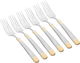Al Saif Gallery steel eating forks set, gold engraved, 6 pieces - silver product image 1