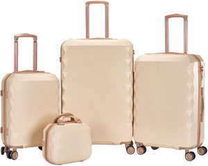 طقم شنط سفر ABS ليمرا، 4 مقاسات، 4 عجلات، WM-228 - بيج ذهبي product image