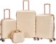 طقم شنط سفر ABS ليمرا، 4 مقاسات، 4 عجلات، WM-228 - بيج ذهبي product image 1