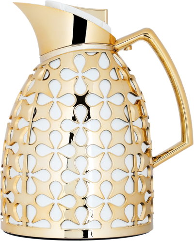 Al Saif Gallery Andalusia thermos set, 0.75/1 liter, glass inner container, plastic outer shell - white and gold product image 3