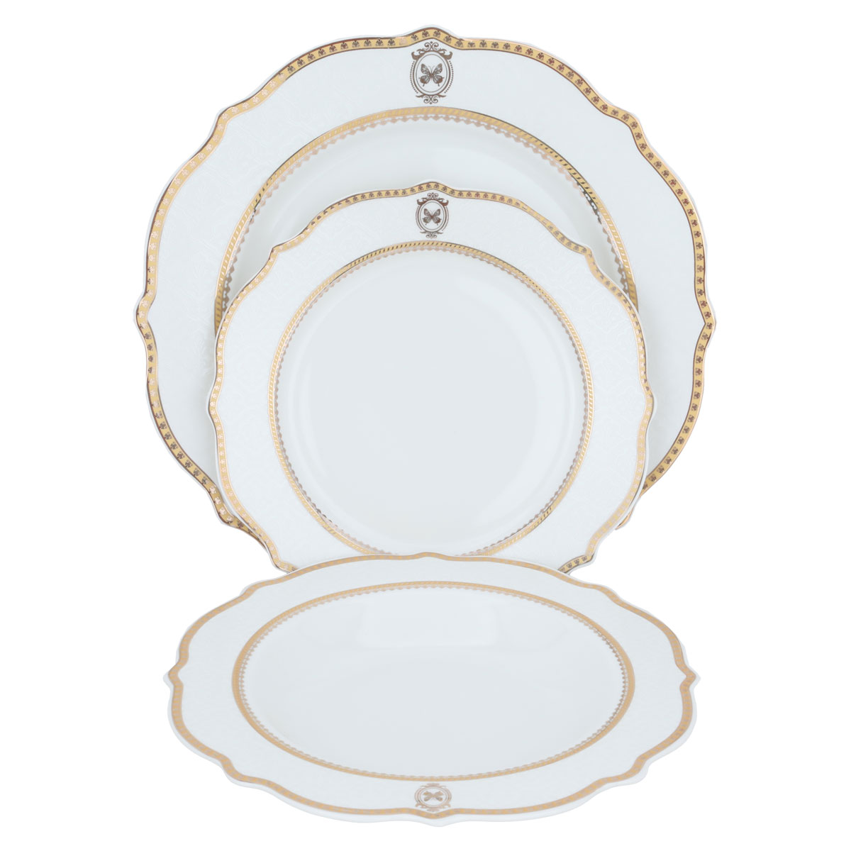 Al Saif Gallery porcelain dining set with golden pattern, 65 pieces - white product image 5
